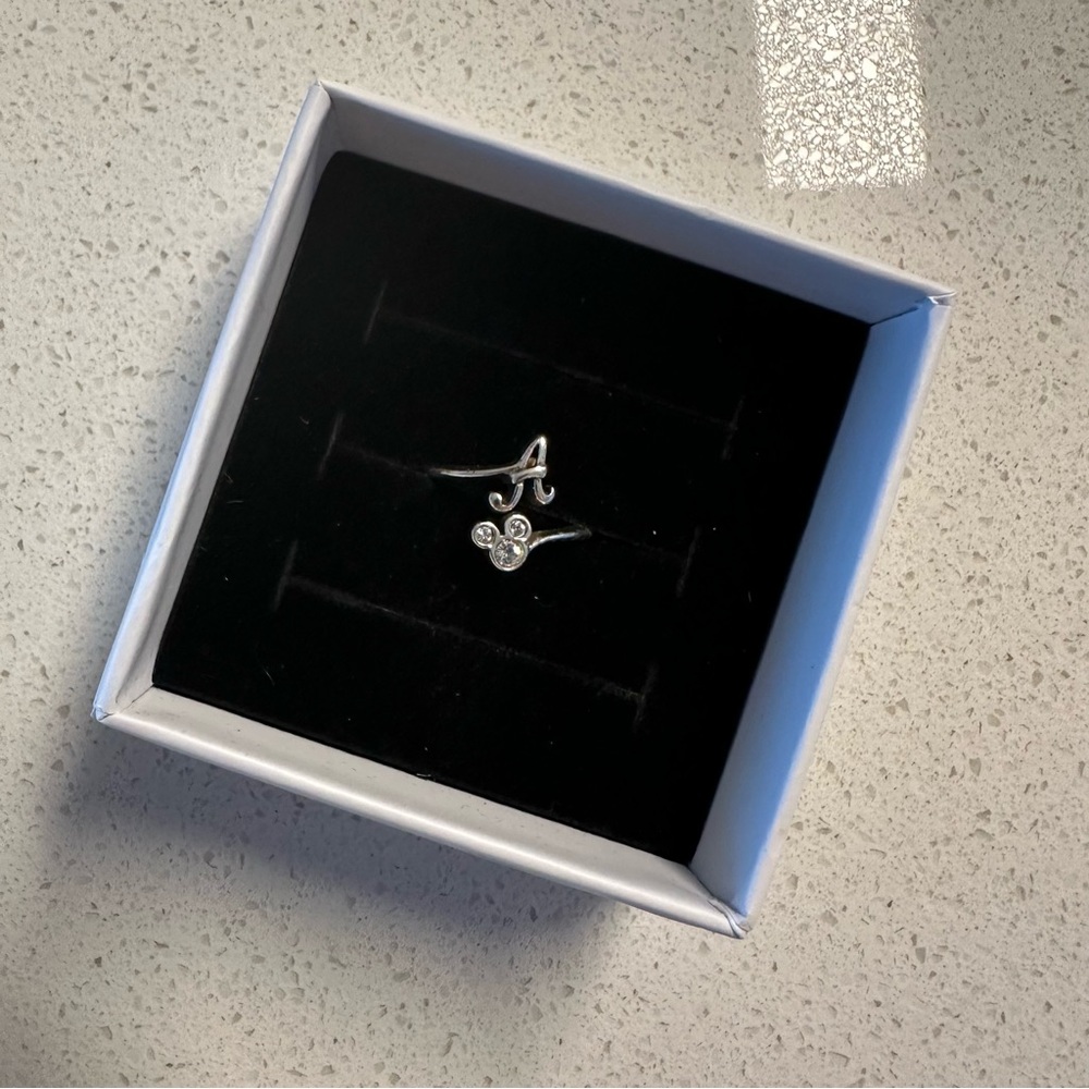 Silver A Initial Disney Ring